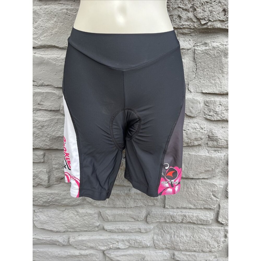 PACTIMO Women’s S Black White Pink Tough Cookies Padded Cycling Shorts Bicycle